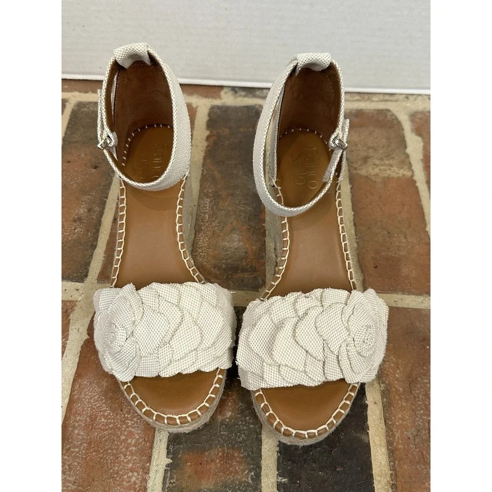 Women's 8 Sandal Shoe Franco Sarto Wedge Clemens Platform Espadrille Flower